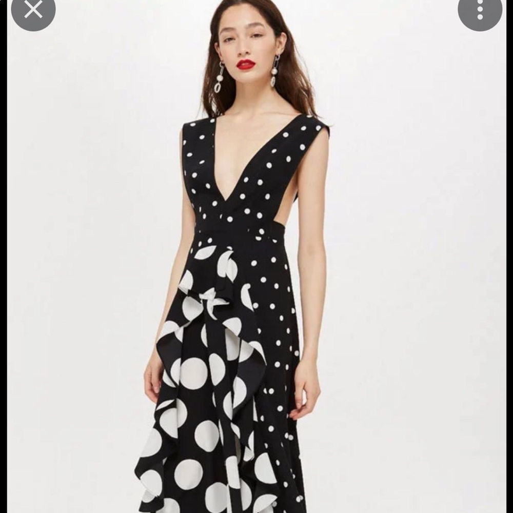 Top Shop black white polka dot midi dress
